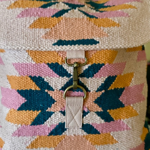 Multicolor Geometric Aztec Pattern Women's Backpack - Picture 6 of 10